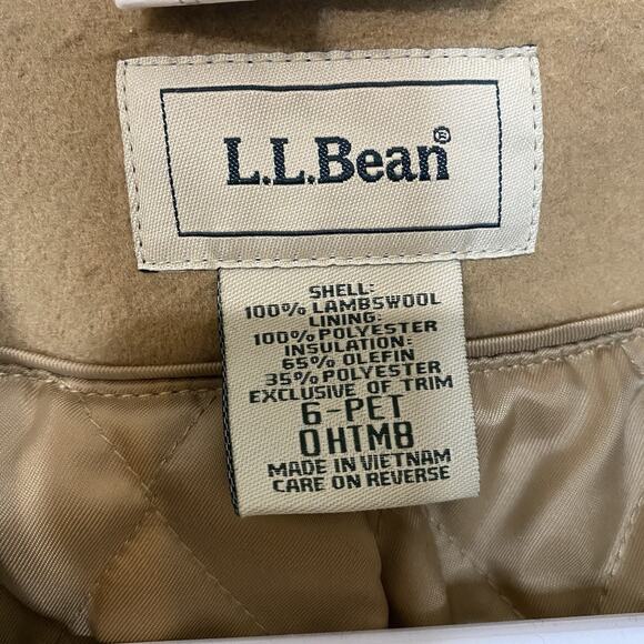 L. L. Bean Womens Classic Lambswool Peacoat - Size 6 Petite In Camel Tan - Picture 4 of 9